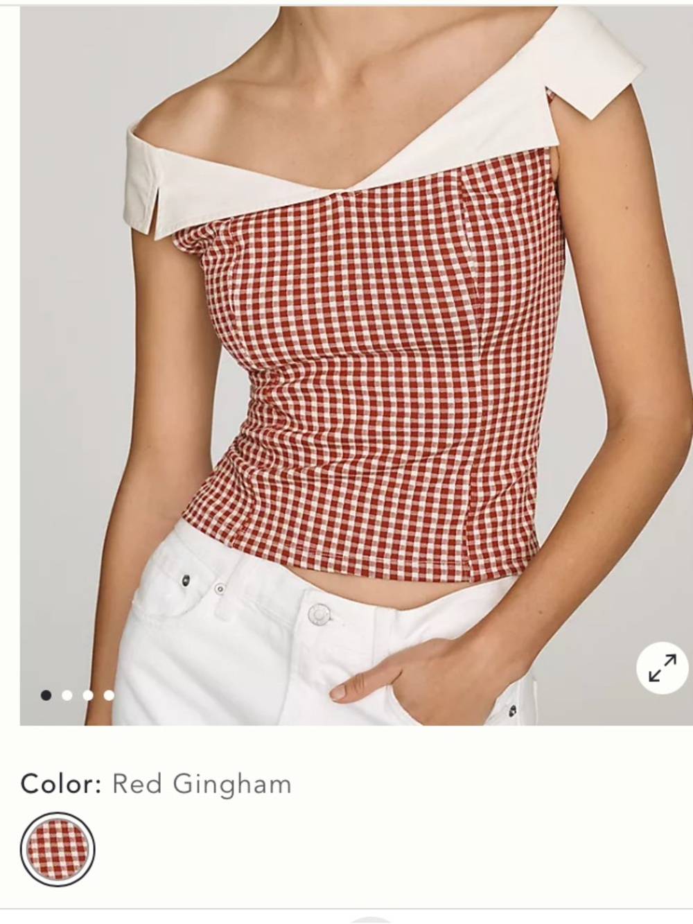 ⭐️NWT Anthropologie Maeve Off the Shoulder Gingham Top